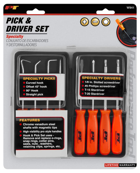 Performance Tool Performance Tool W941 8-Piece Specialty Pick/Driver Set, Precision Pick & Hook Set with - Outdoor Depot