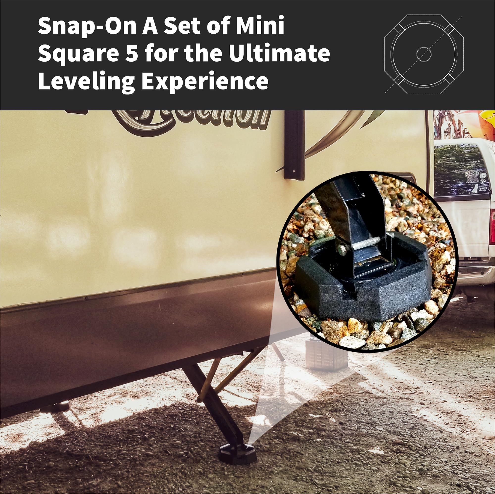 SnapPad SnapPad Mini Square 5 (Pack of 4) | Four-Point RV Leveling System, 5.5" Square to 5.75" Round Jack - Outdoor Depot