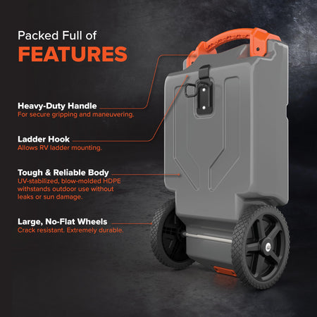 Camco Camco Rhino 21-Gallon RV Portable Waste Tank - Features Large Heavy-Duty No-Flat Wheels & Low Drain - Outdoor Depot