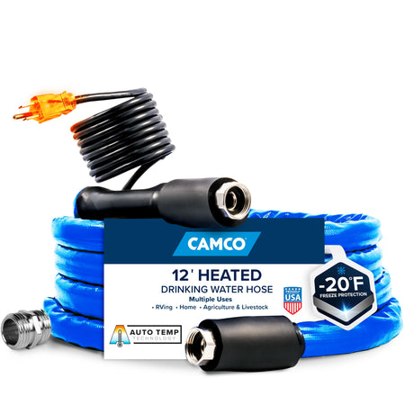 Camco Camco 12-Ft Heated Water Hose for RV - Water Line Freeze Protection Down to -20°F/-28°C - Features - Outdoor Depot