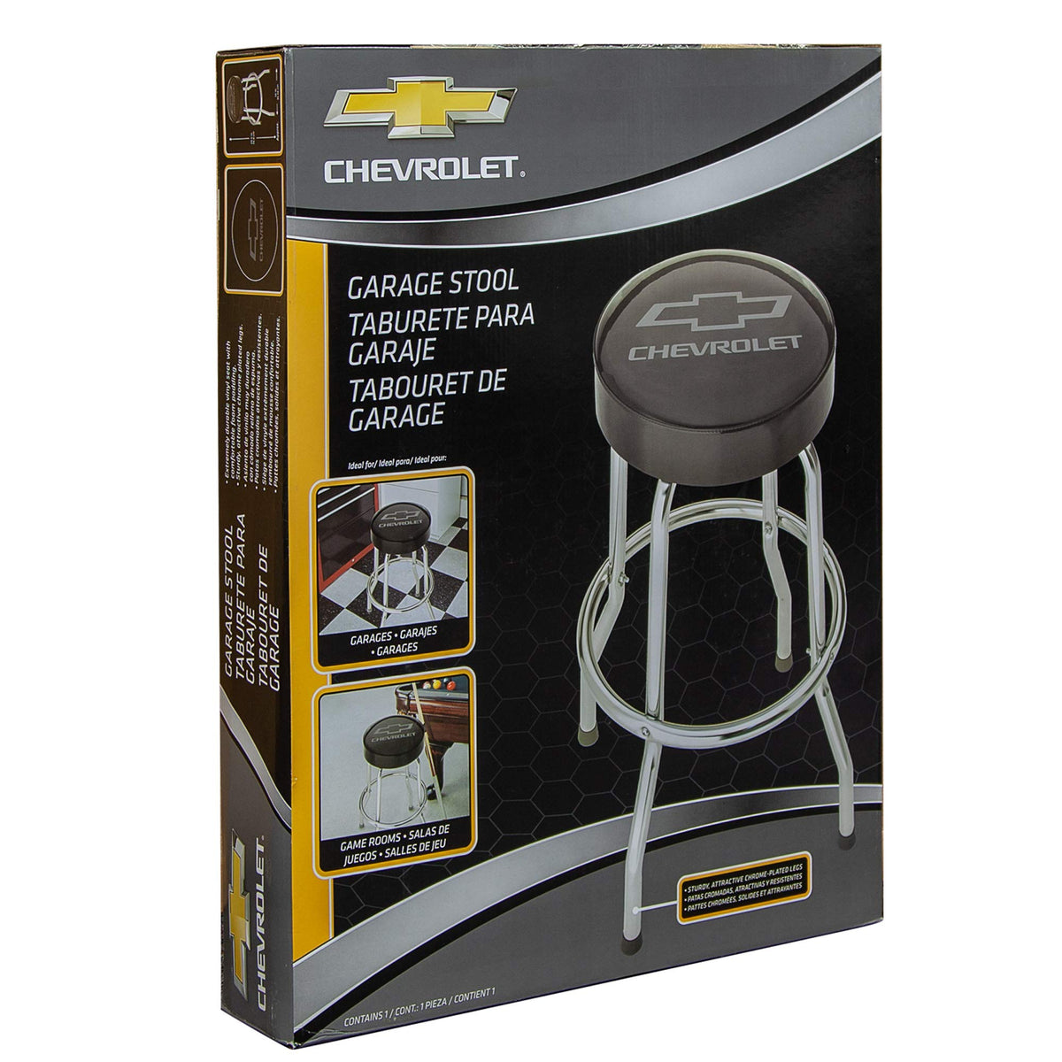 Plasticolor Plasticolor 004790R01 Black/Grey Garage Stool (Chevrolet) - Outdoor Depot