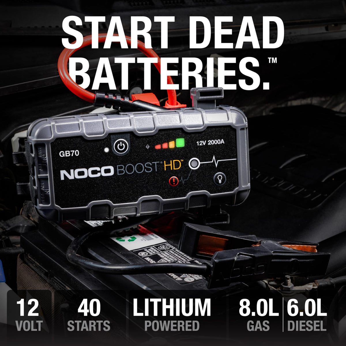 NOCO NOCO Boost GB70: 2000A UltraSafe Jump Starter – 12V Lithium Battery Booster Pack, Portable Jump Box, - Outdoor Depot