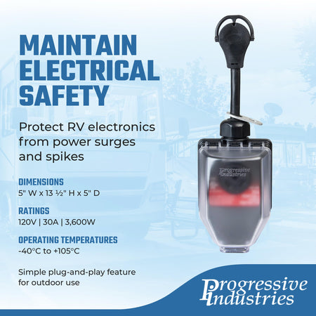 Progressive Industries Progressive Industries SSP-30XL Portable RV Smart Surge Protector, Black, 30 Amp - Outdoor Depot