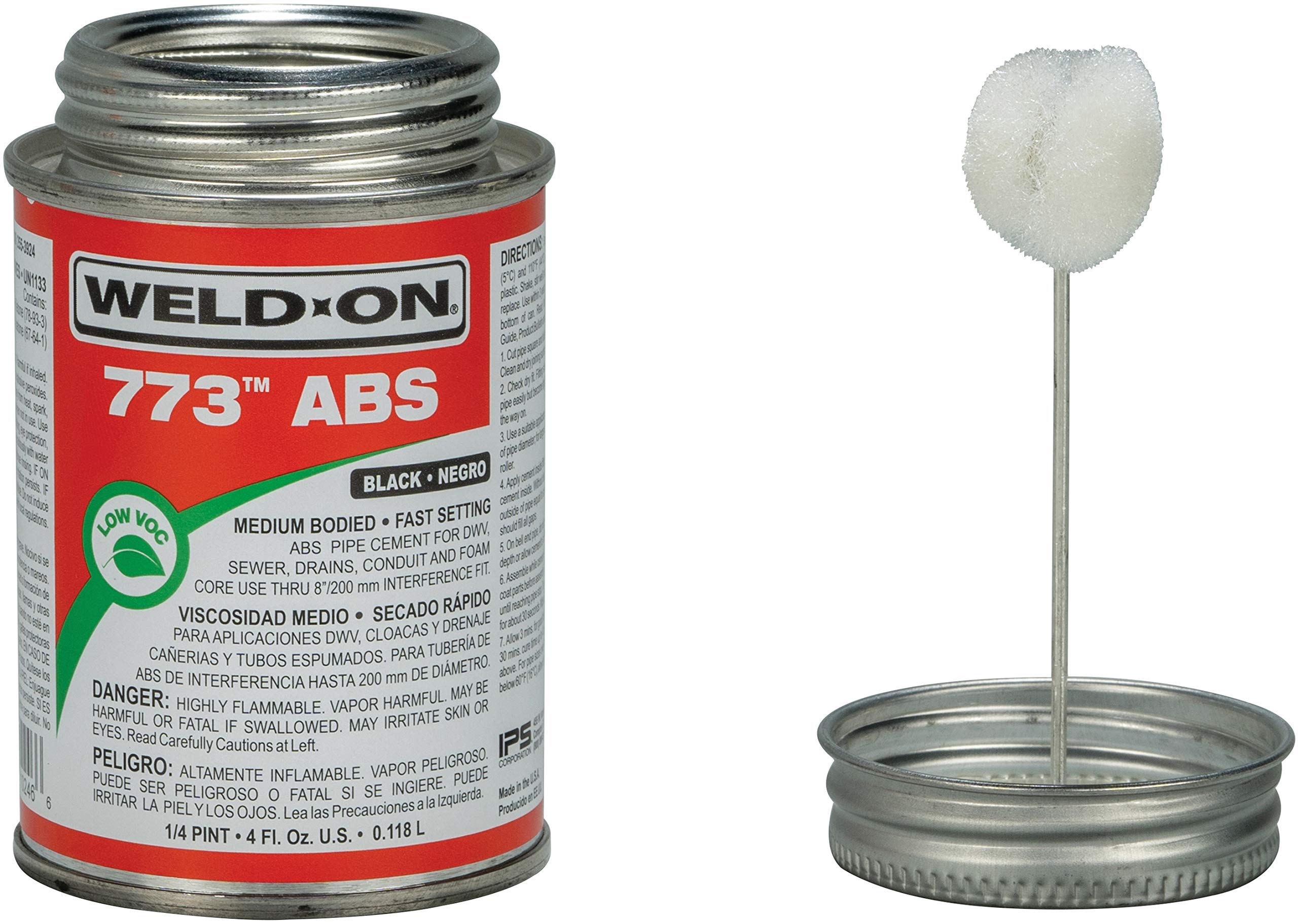 IPS Weld-On 10246 773 ABS Medium-Bodied High Strength Solvent Cement - Fast Setting and Low-VOC, Black, 1/4 - Outdoor Depot