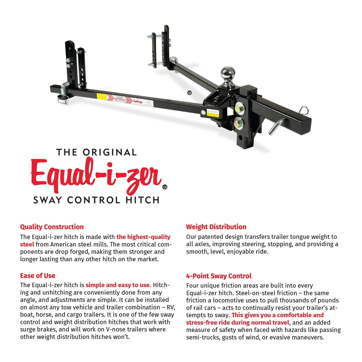 Equal-i-zer Equal-i-zer 4-point Sway Control Hitch, 90-00-1600, 16,000 Lbs Trailer Weight and 1,600 Lbs - Outdoor Depot