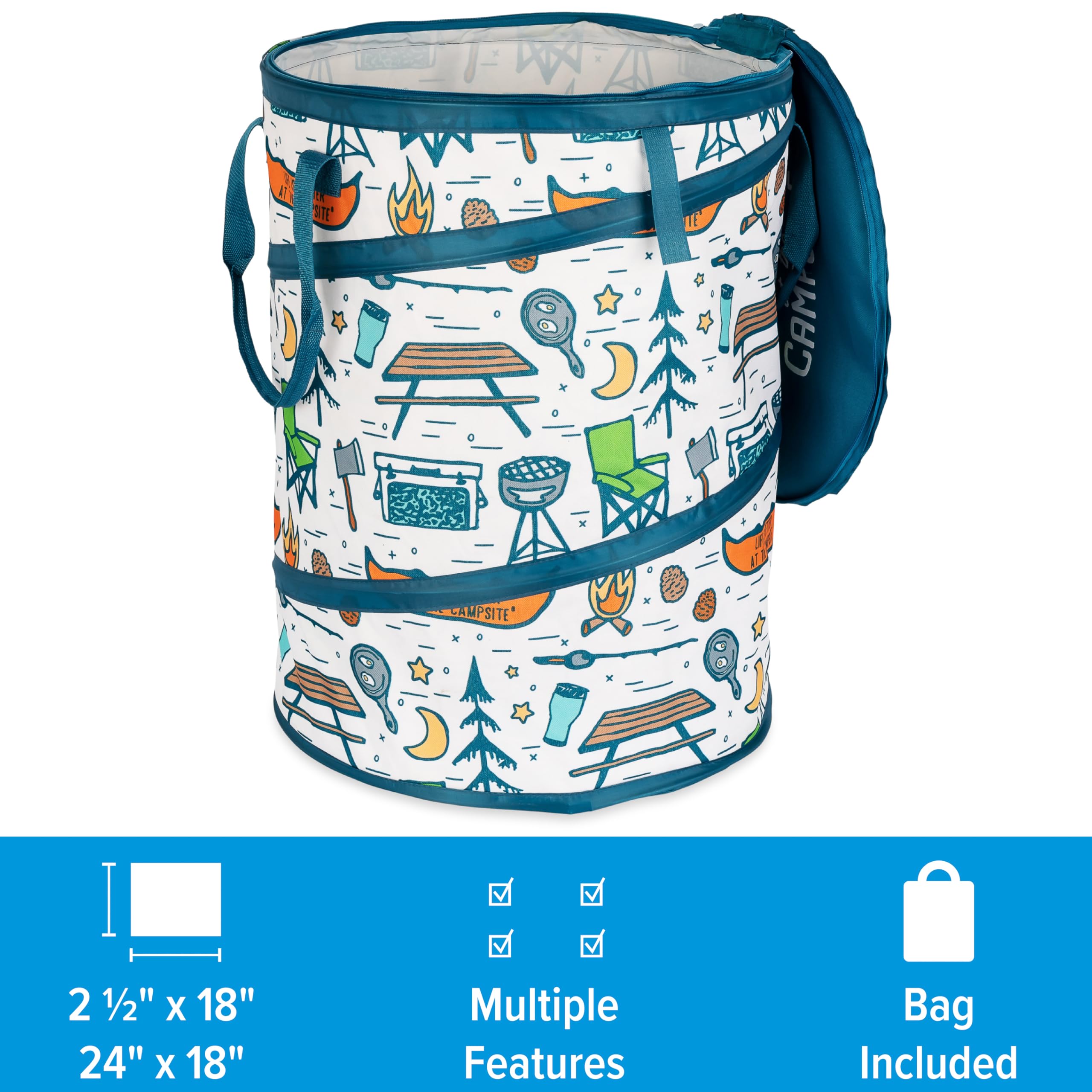 Camco Camco Pop-Up Utility Container - Use as Collapsible Trash Can When Camping - Holds 30-Gallon - Outdoor Depot