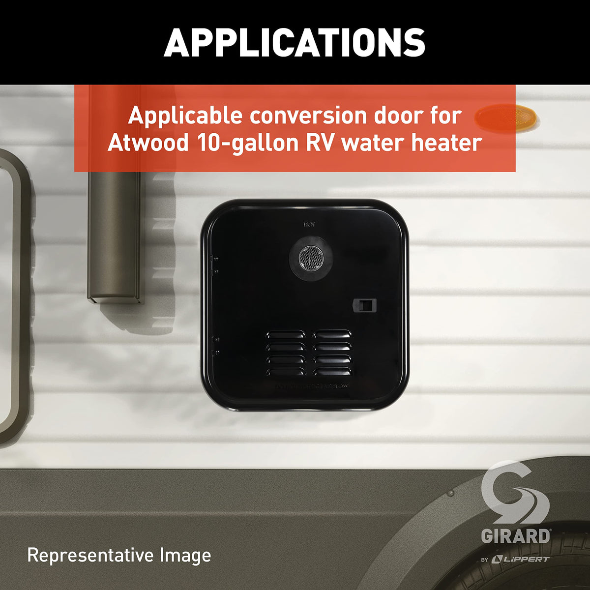 COMBLU Girard Products Llc RV Water Heater Door Installation Kit - 10-Gallon, Black - Outdoor Depot