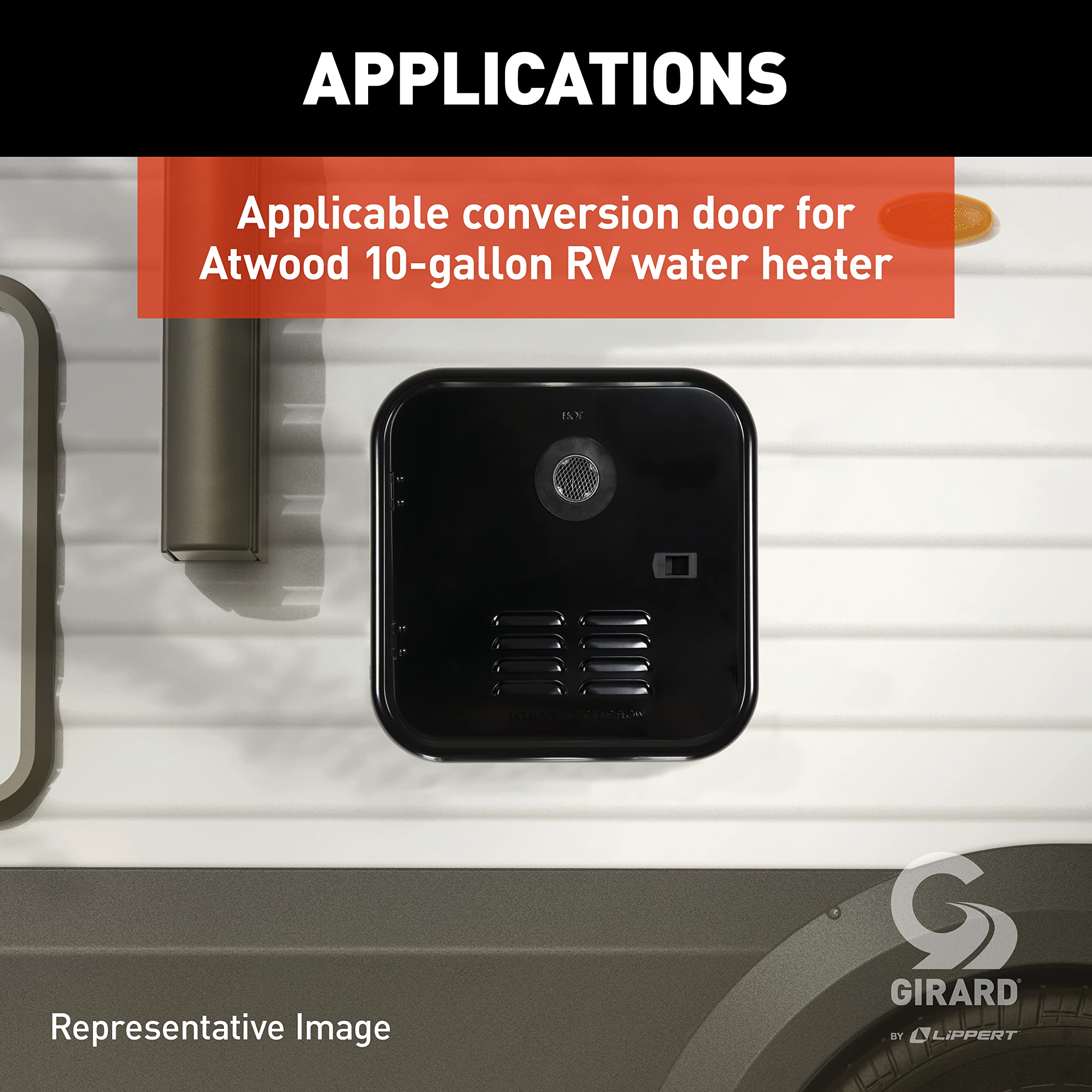 COMBLU Girard Products Llc RV Water Heater Door Installation Kit - 10-Gallon, Black - Outdoor Depot