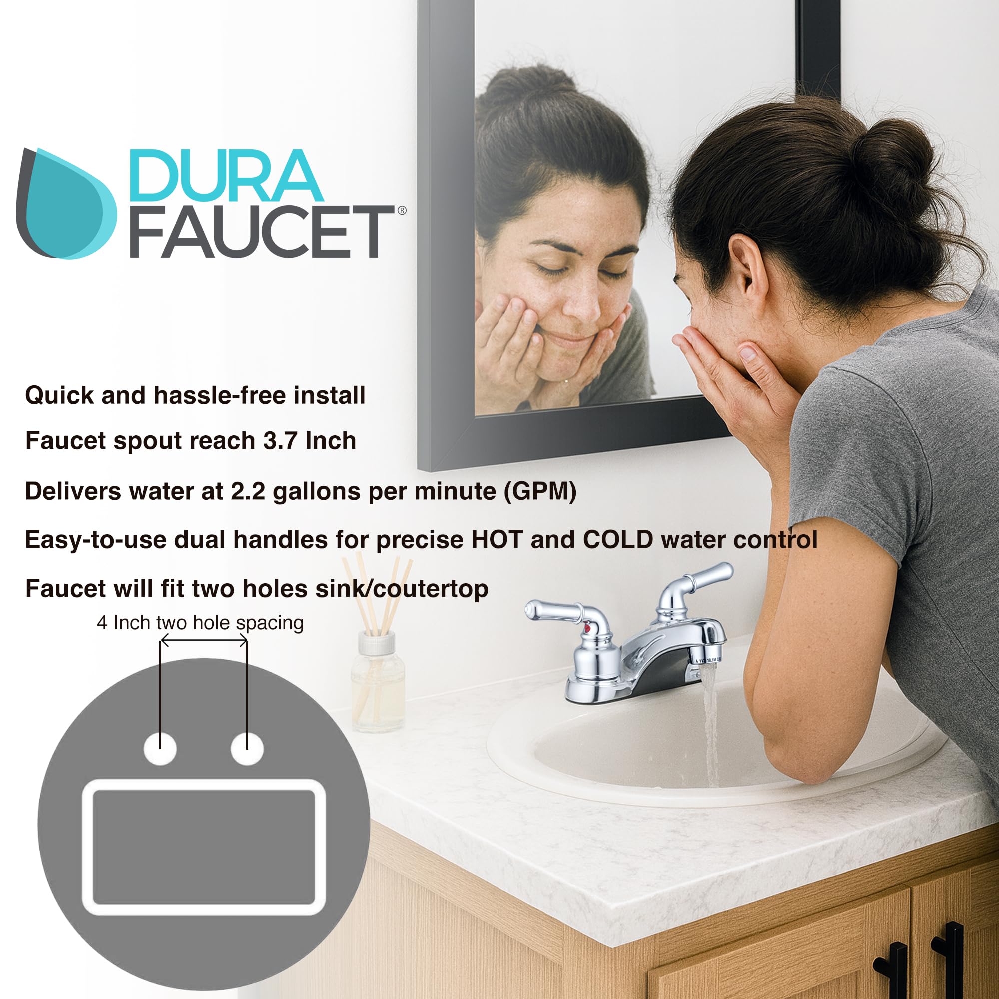 Dura Faucet Dura Faucet DF-PL700C-SN RV 2-Hole Bathroom Faucet with Classic 2-Handles (Brushed Satin Nickel) - Outdoor Depot