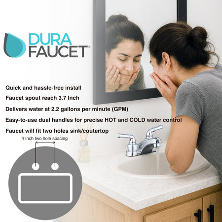 Dura Faucet Dura Faucet DF-PL700C-SN RV 2-Hole Bathroom Faucet with Classic 2-Handles (Brushed Satin Nickel) - Outdoor Depot
