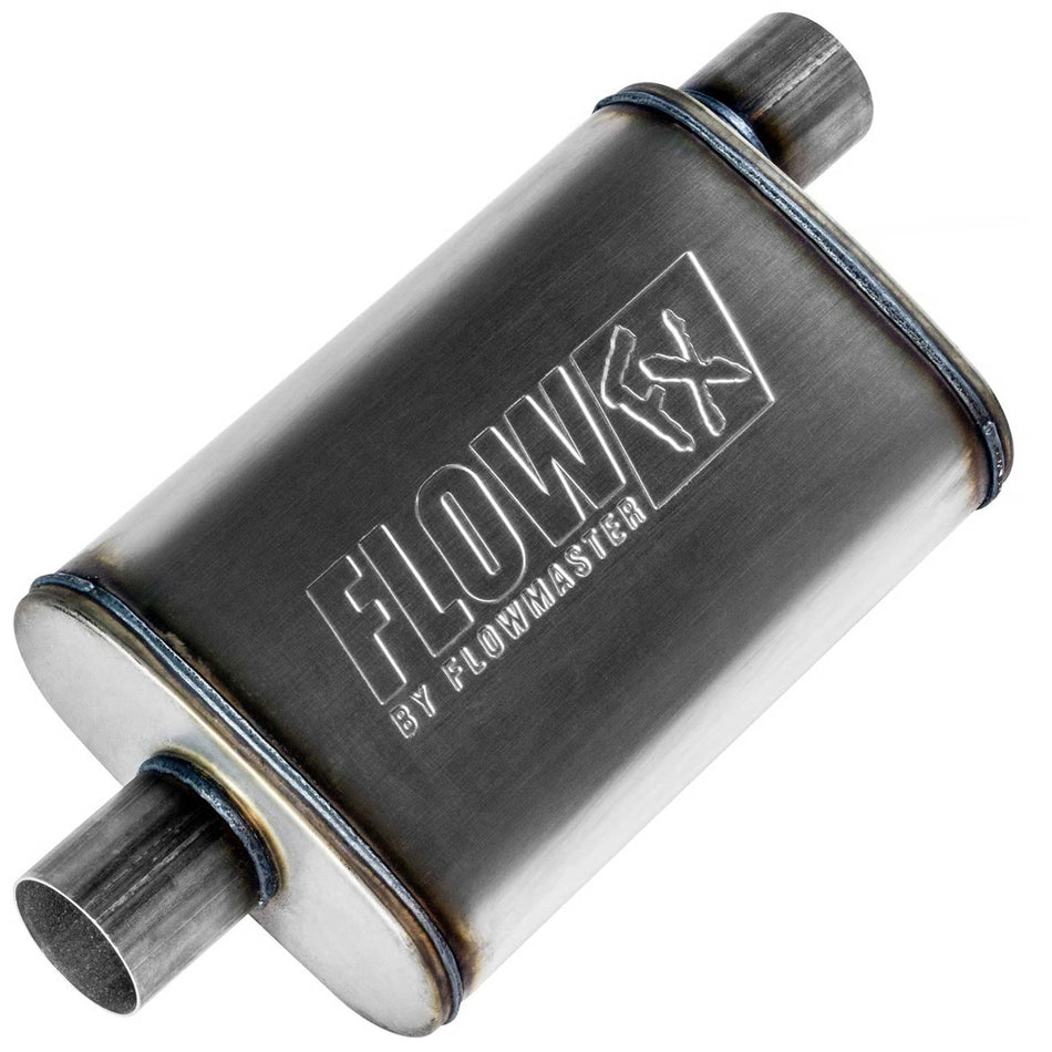 Flowmaster Flowmaster Flow FX Chambered Muffler – 2.50” Offset In / 2.50” Center Out – Moderate Sound – - Outdoor Depot