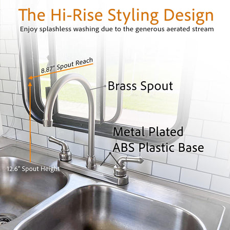 Dura Faucet Dura Faucet DF-PK330HC-SN RV J-Spout Kitchen Sink Faucet (Brushed Satin Nickel) - Outdoor Depot