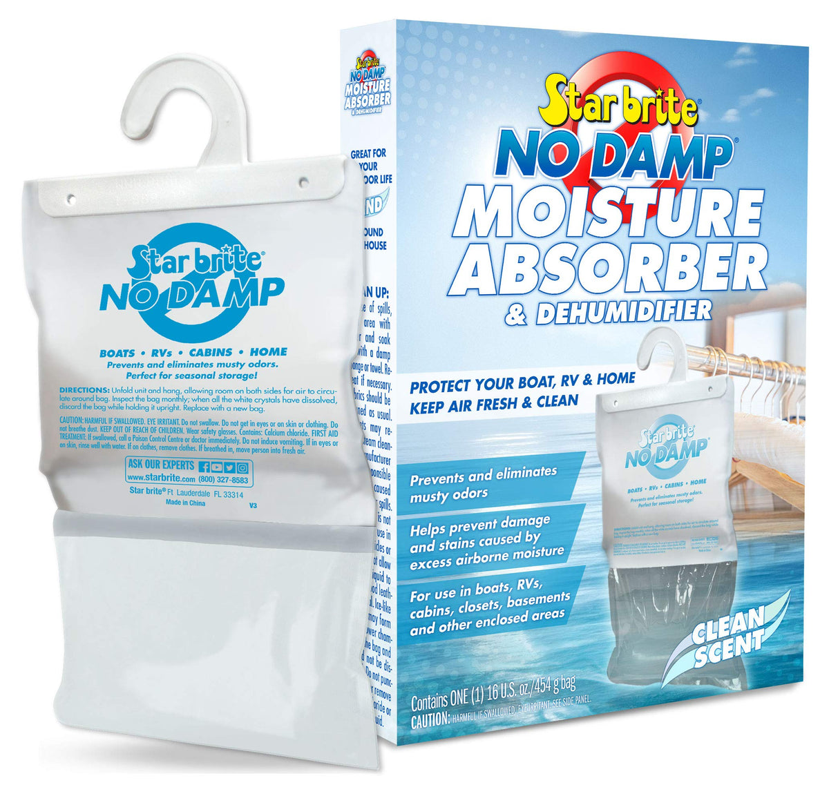 STAR BRITE STAR BRITE No Damp Moisture Absorber & Dehumidifier Hanging Bag - Simple, Portable, Humidity - Outdoor Depot