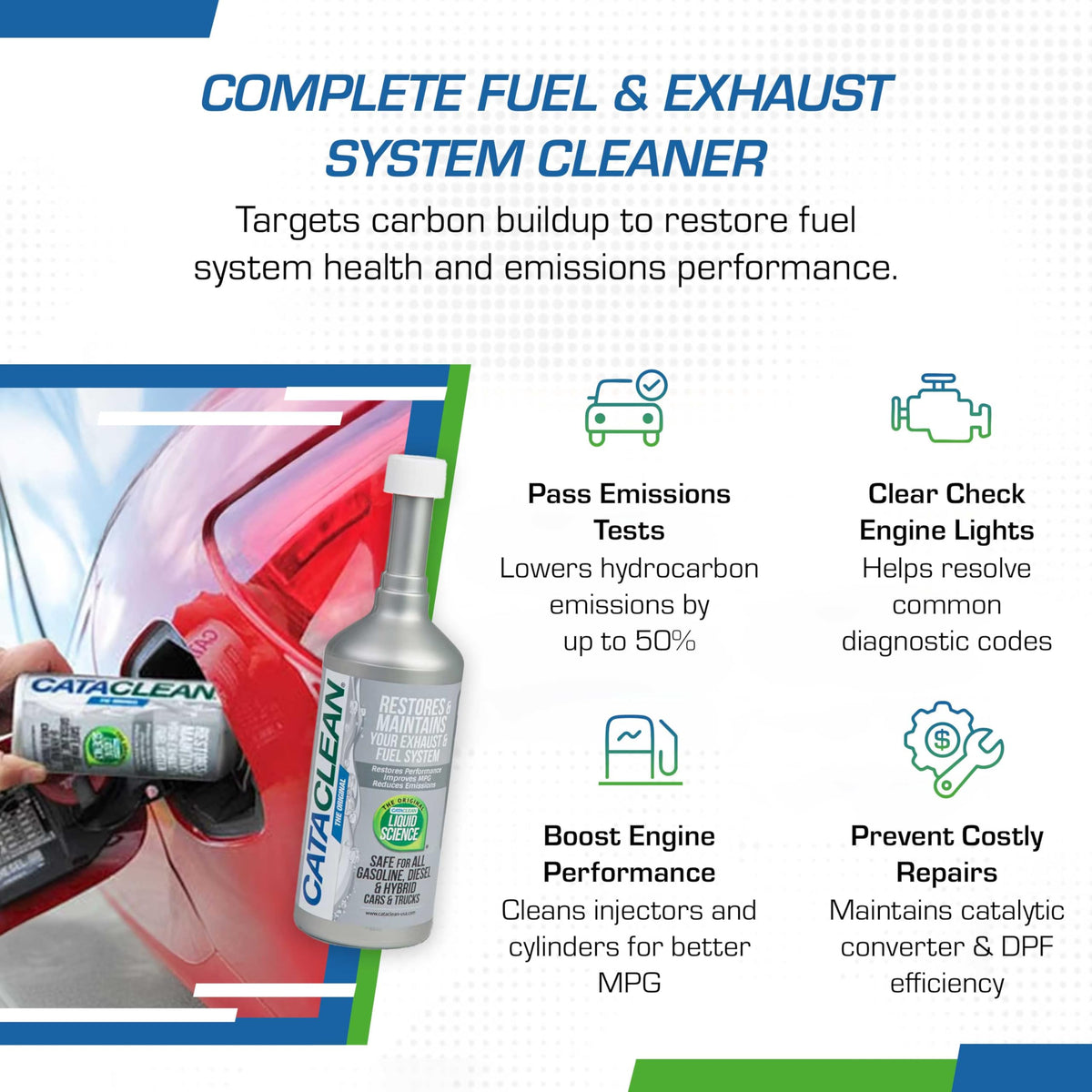 Cataclean Cataclean Fuel & Exhaust System Cleaner – Pass Emissions Tests – Clear Check Engine Lights – - Outdoor Depot