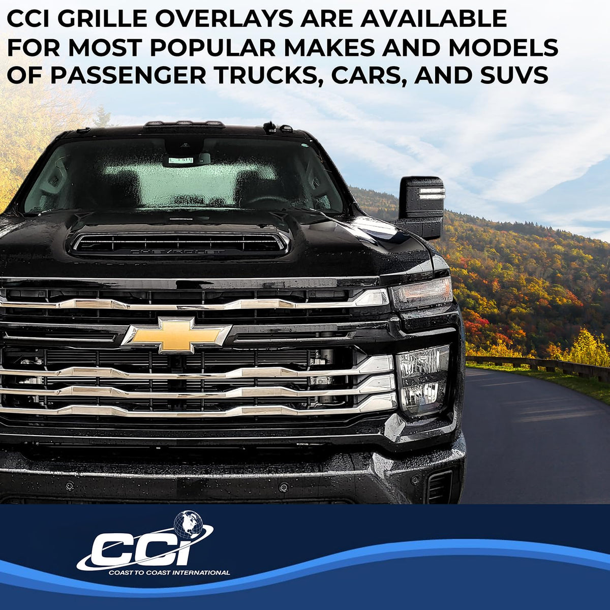 Coast to Coast International CCI Grille Insert GI208, Tape-On Overlay, 4 Piece, Chrome Plated, ABS Plastic, - Outdoor Depot