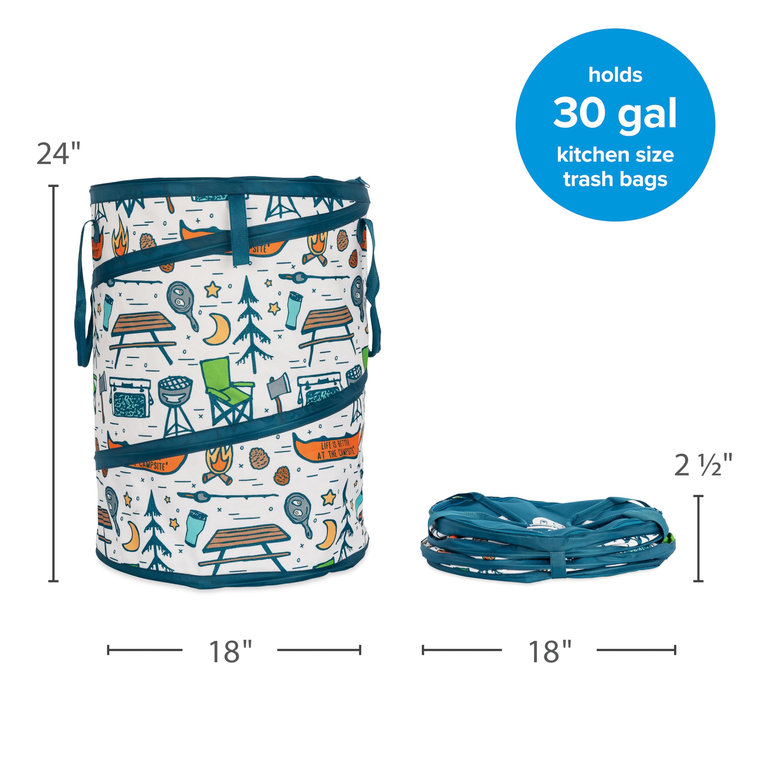 Camco Camco Pop-Up Utility Container - Use as Collapsible Trash Can When Camping - Holds 30-Gallon - Outdoor Depot