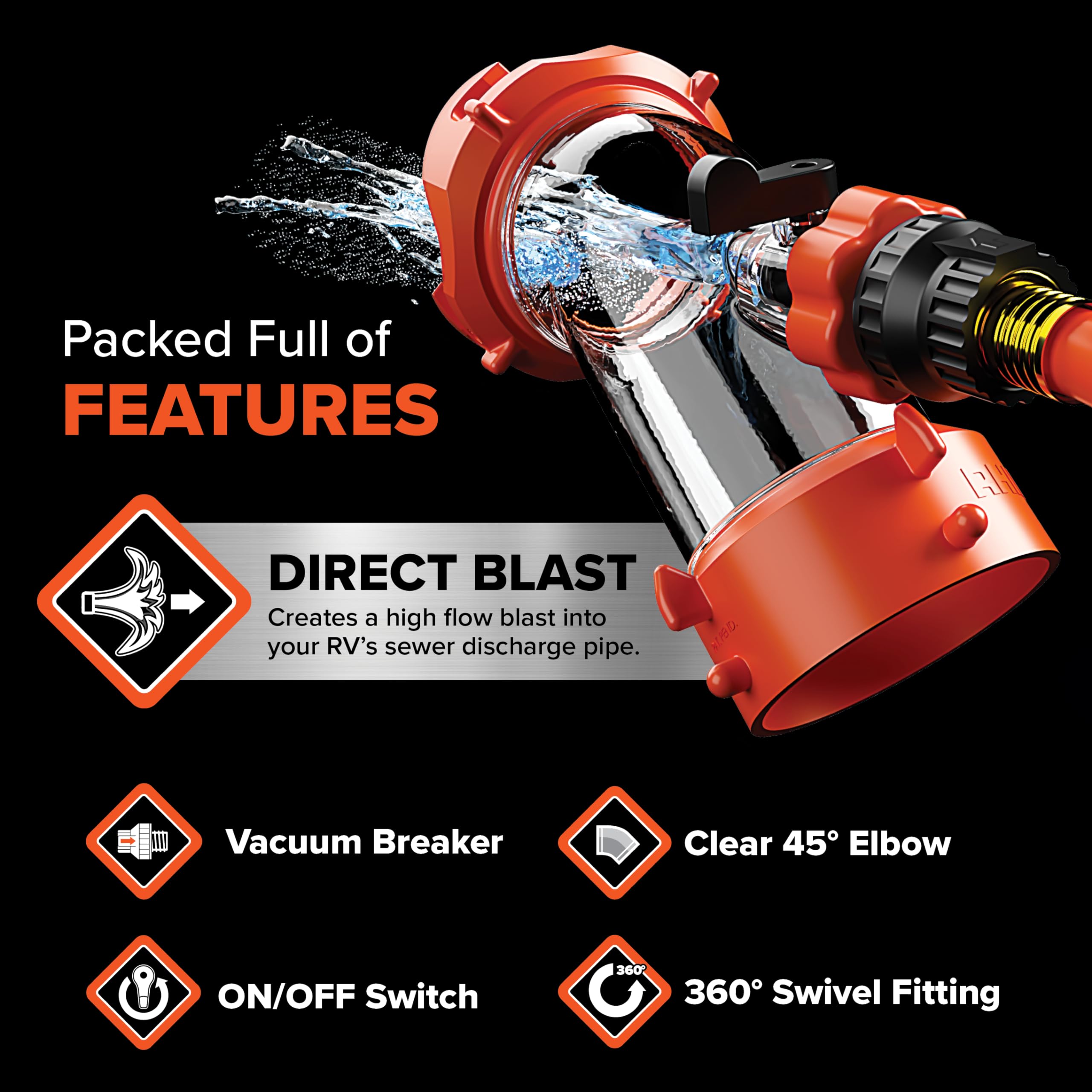Camco Camco Rhino Blaster RV Tank Rinser with Backflow Preventer - RV Accessories for Toilet and Waste Tank - Outdoor Depot