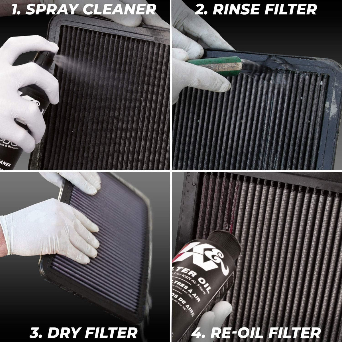 K&N K&N Air Filter Cleaning Kit: Squeeze Bottle Filter Cleaner and Black Oil Kit; Restores Engine Air Filter - Outdoor Depot