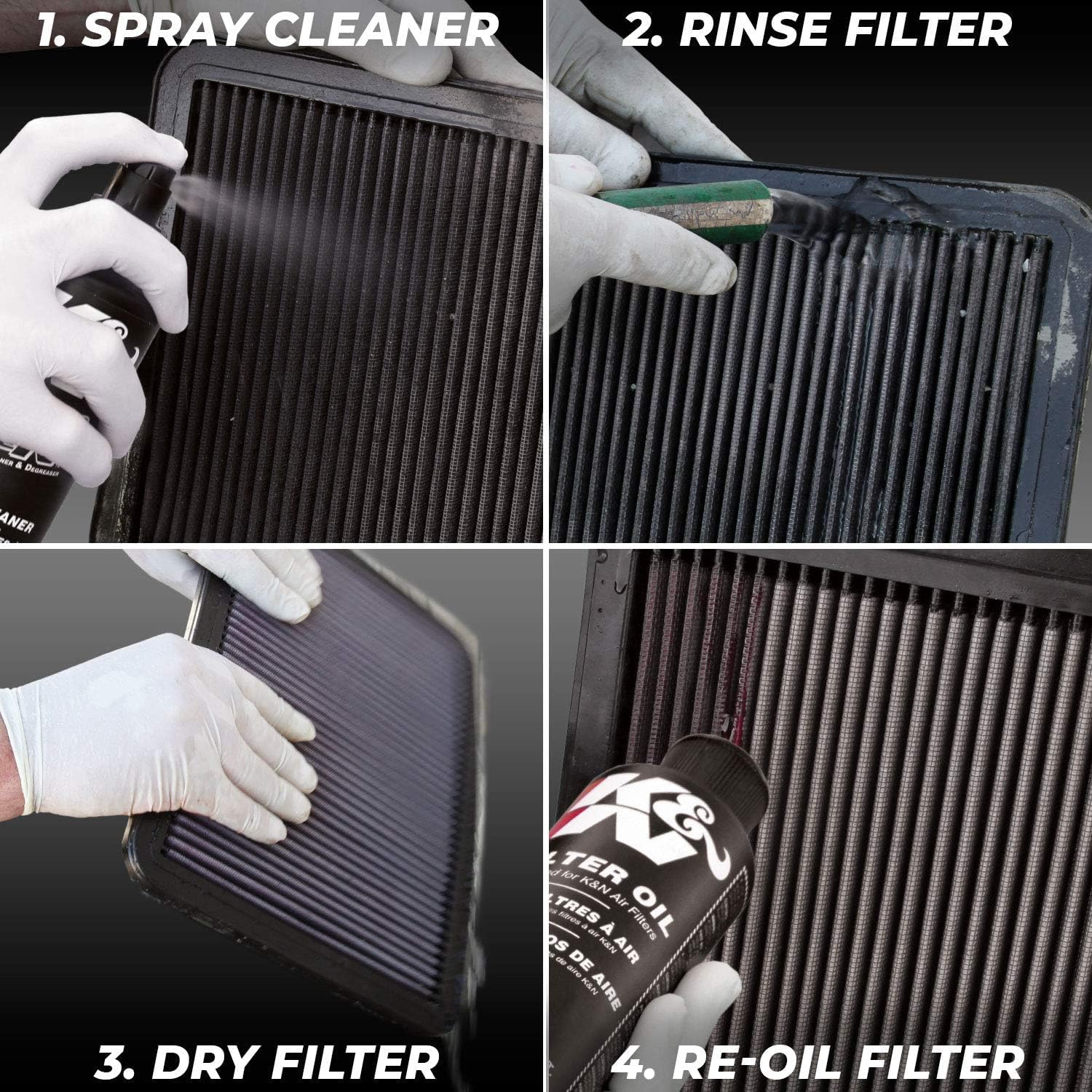 K&N K&N Air Filter Cleaning Kit: Squeeze Bottle Filter Cleaner and Black Oil Kit; Restores Engine Air Filter - Outdoor Depot