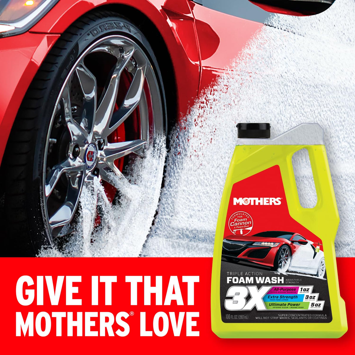Mothers Mothers Triple Action Foam Wash, 100 oz. — pH Balanced, Eco-Friendly, Super-Sudsy, Foam Cannon, - Outdoor Depot