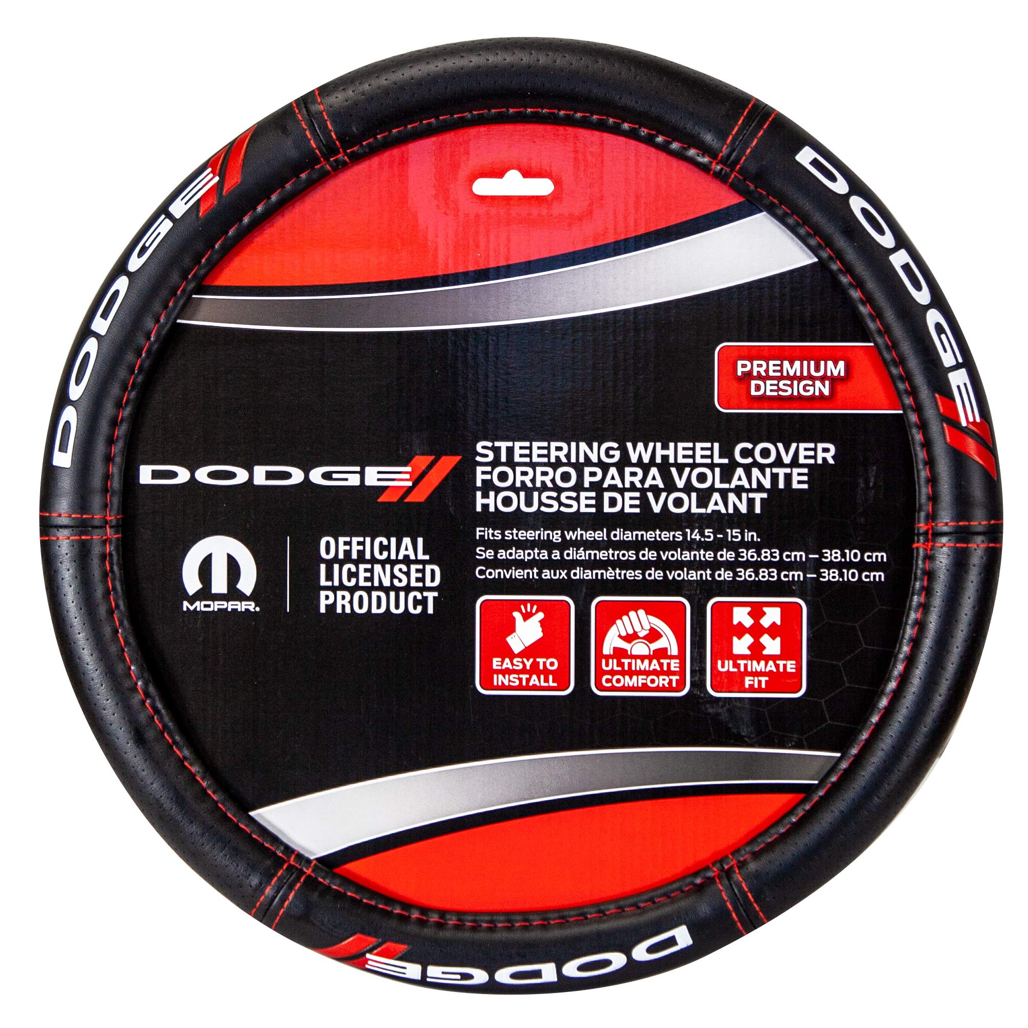 Plasticolor Plasticolor 006694R01 Dodge // Deluxe High Contrast Stitching Premium Steering Wheel Cover for - Outdoor Depot