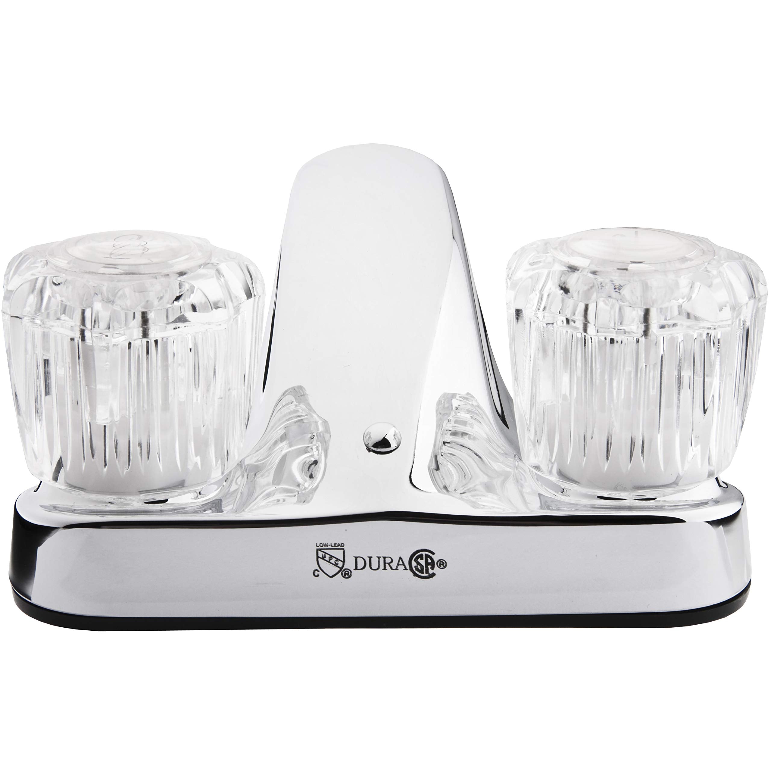 Dura Faucet Dura Faucet DF-PL700A-CP RV Bathroom Sink Faucet with Clear Acrylic Knobs - 2-Handle (Chrome) - Outdoor Depot