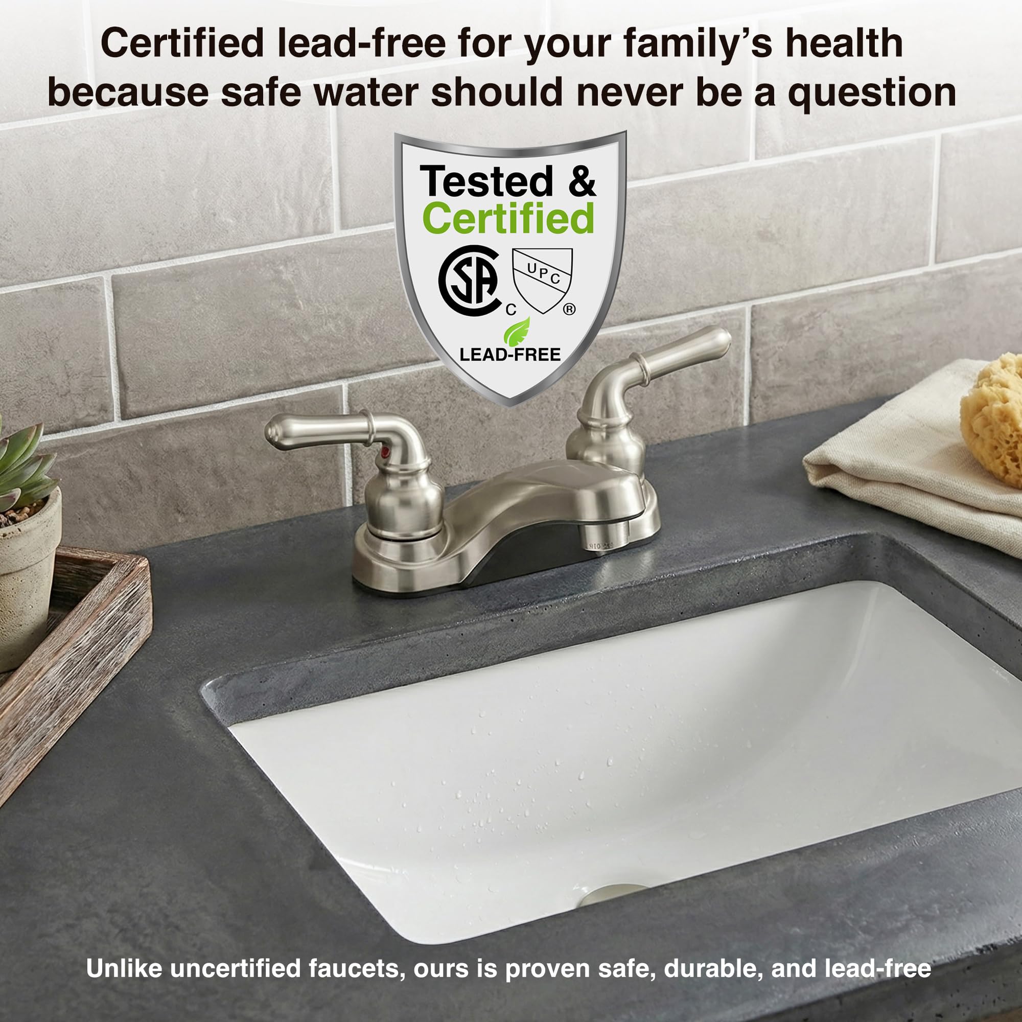 Dura Faucet Dura Faucet DF-PL700C-SN RV 2-Hole Bathroom Faucet with Classic 2-Handles (Brushed Satin Nickel) - Outdoor Depot