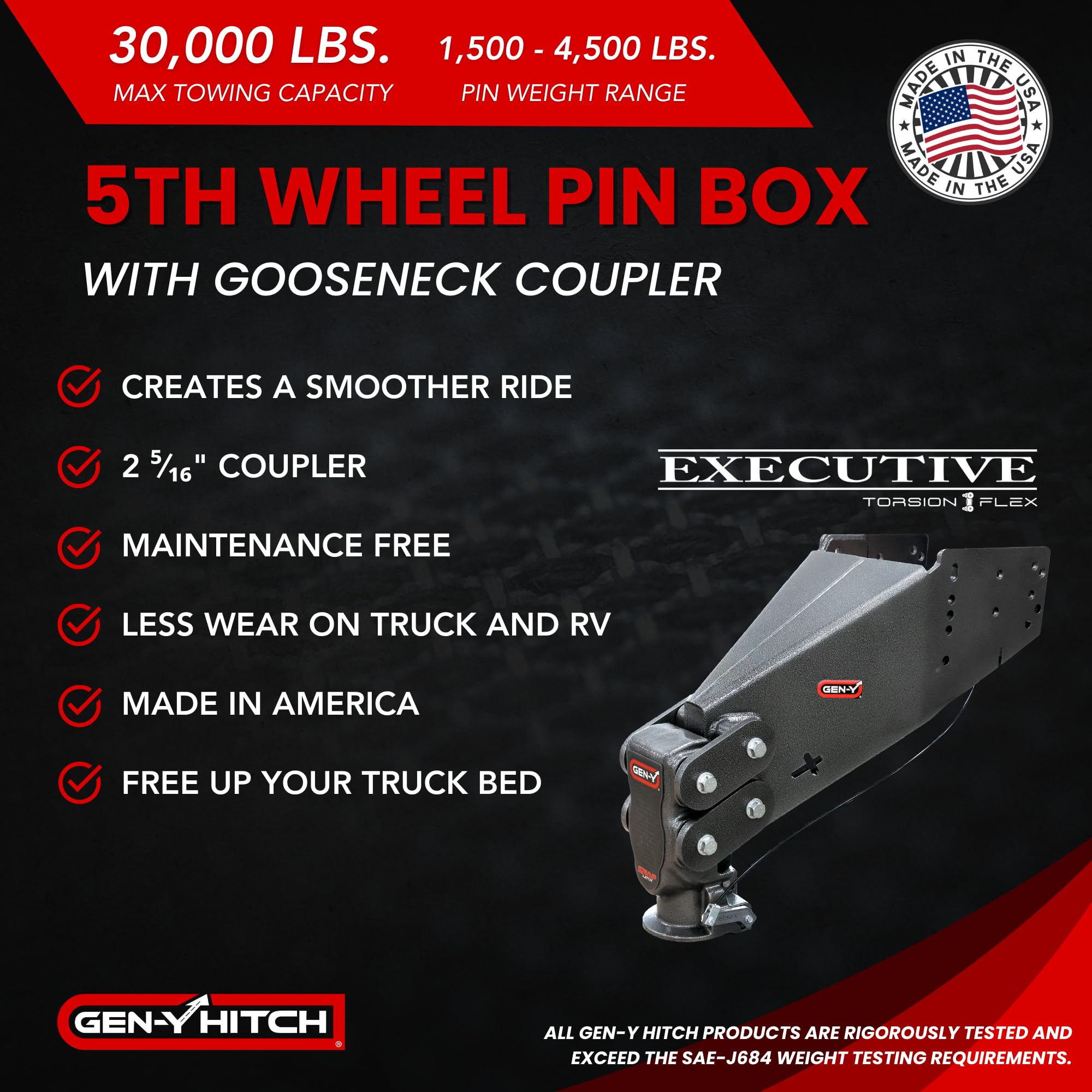 GEN-Y Hitch GEN-Y Hitch Fifth Wheel to Gooseneck SnapLatch Coupler - 1,500 LBS - 4,500 LBS Pin Weight Range - Outdoor Depot