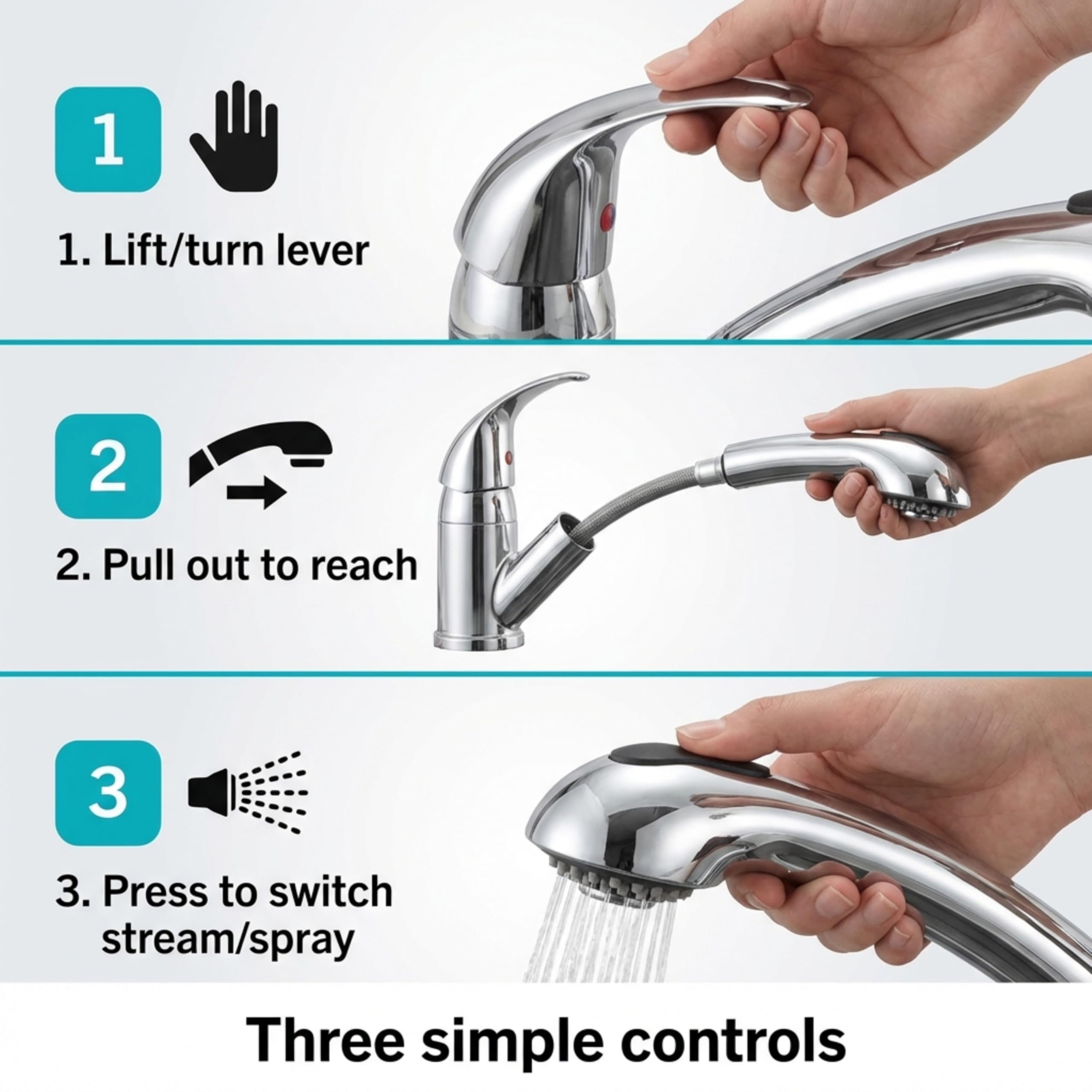 Dura Faucet Dura Faucet DF-NMK852-CP RV Pull-Out Swivel Single Handle Kitchen Sink Faucet - One-Hole (Chrome) - Outdoor Depot
