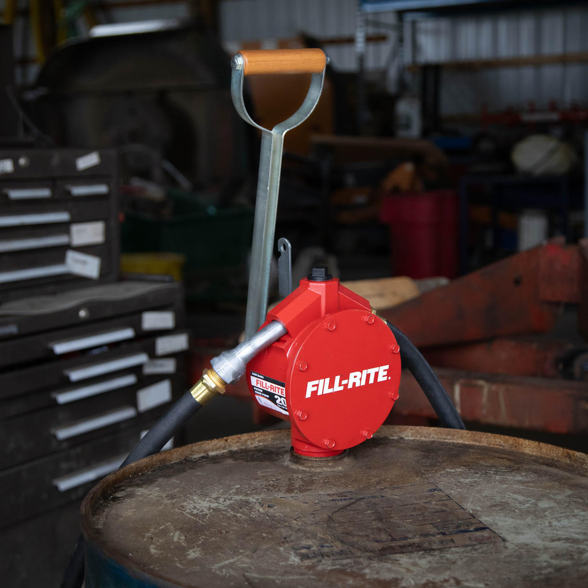 Fill-Rite Fill-Rite FR152 Piston Hand Pump with Hose & Nozzle Spout, Red - Outdoor Depot