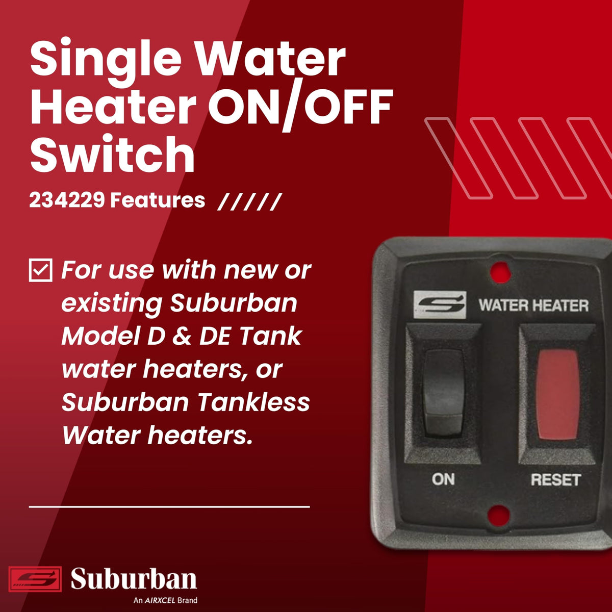 Suburban Suburban Single Water Heater ON/OFF Wall Switch - RV Interior Wall Mount On/Off Switch for Control - Outdoor Depot