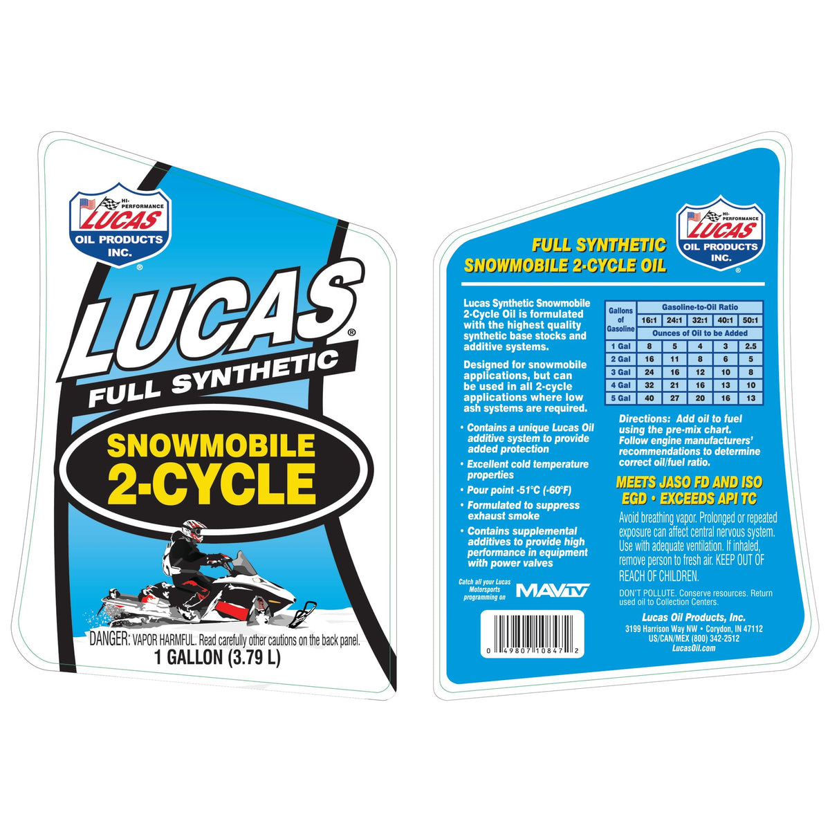 Lucas Oil Lucas Oil 10847 Synthetic 2-Cycle Snowmobile Oil - 1 Gallon - Outdoor Depot