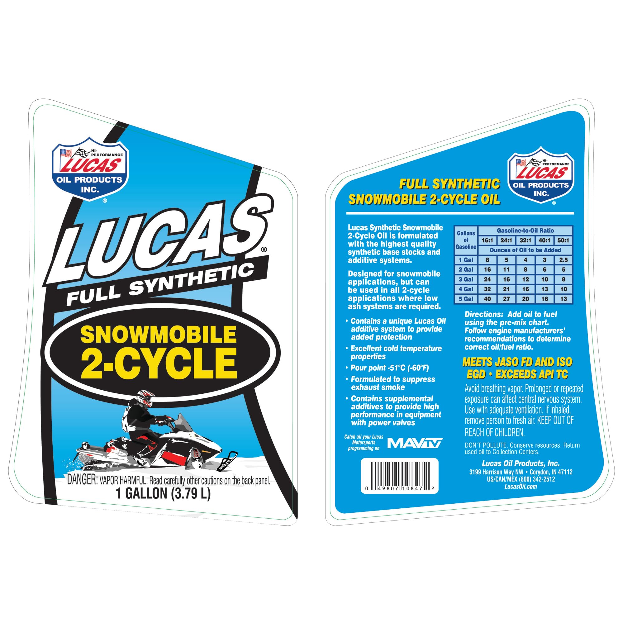 Lucas Oil Lucas Oil 10847 Synthetic 2-Cycle Snowmobile Oil - 1 Gallon - Outdoor Depot