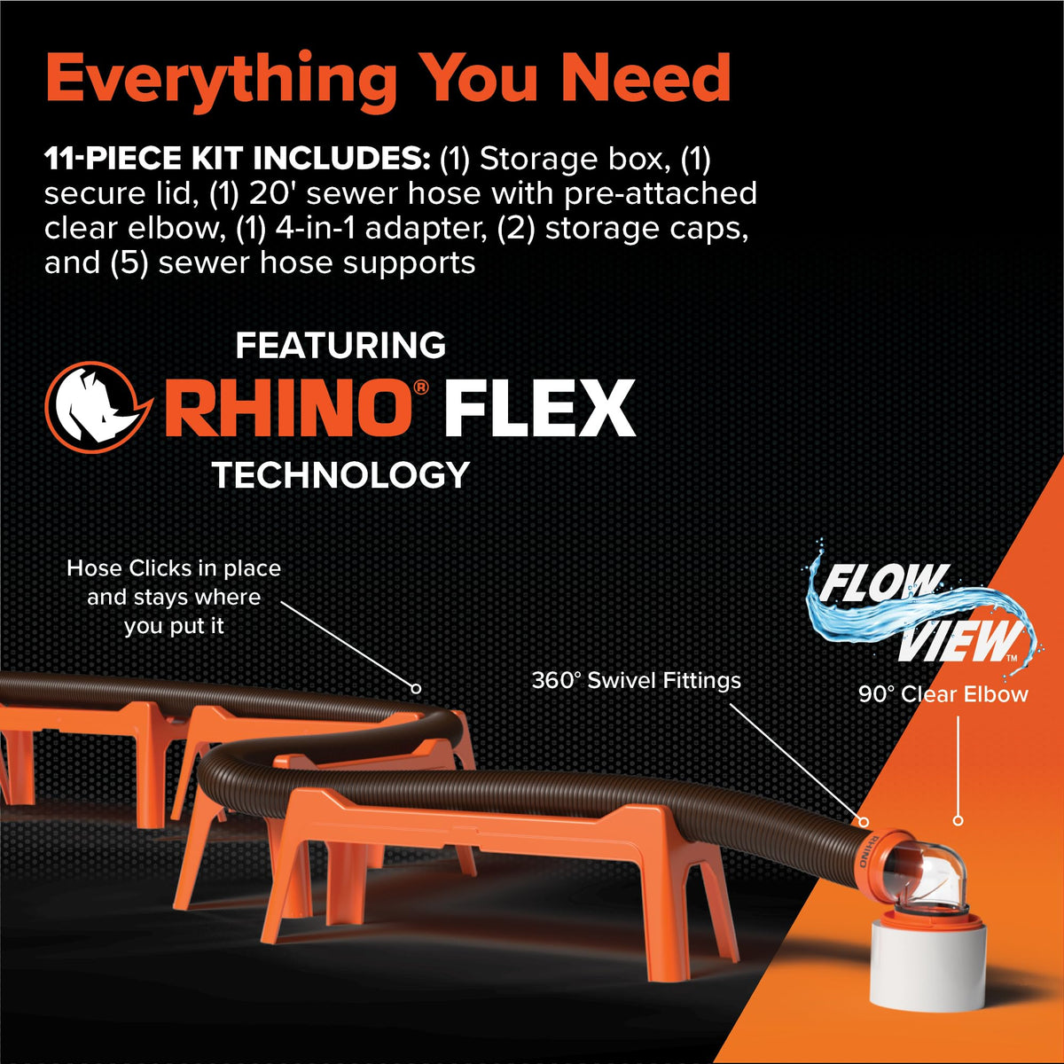 Camco Camco Rhino Ultimate 20' RV Sewer Hose Kit — All-in-One Sewer Hose Solution — 11-Piece Combo Kit - Outdoor Depot