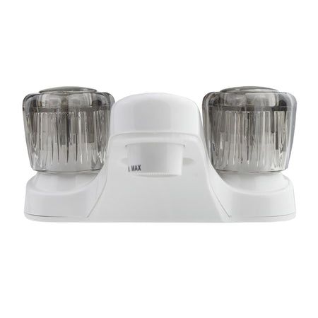 Dura Faucet Dura Faucet DF-PL700S-WT RV Bathroom Faucet with Smoked Acrylic Knobs (White) - Outdoor Depot