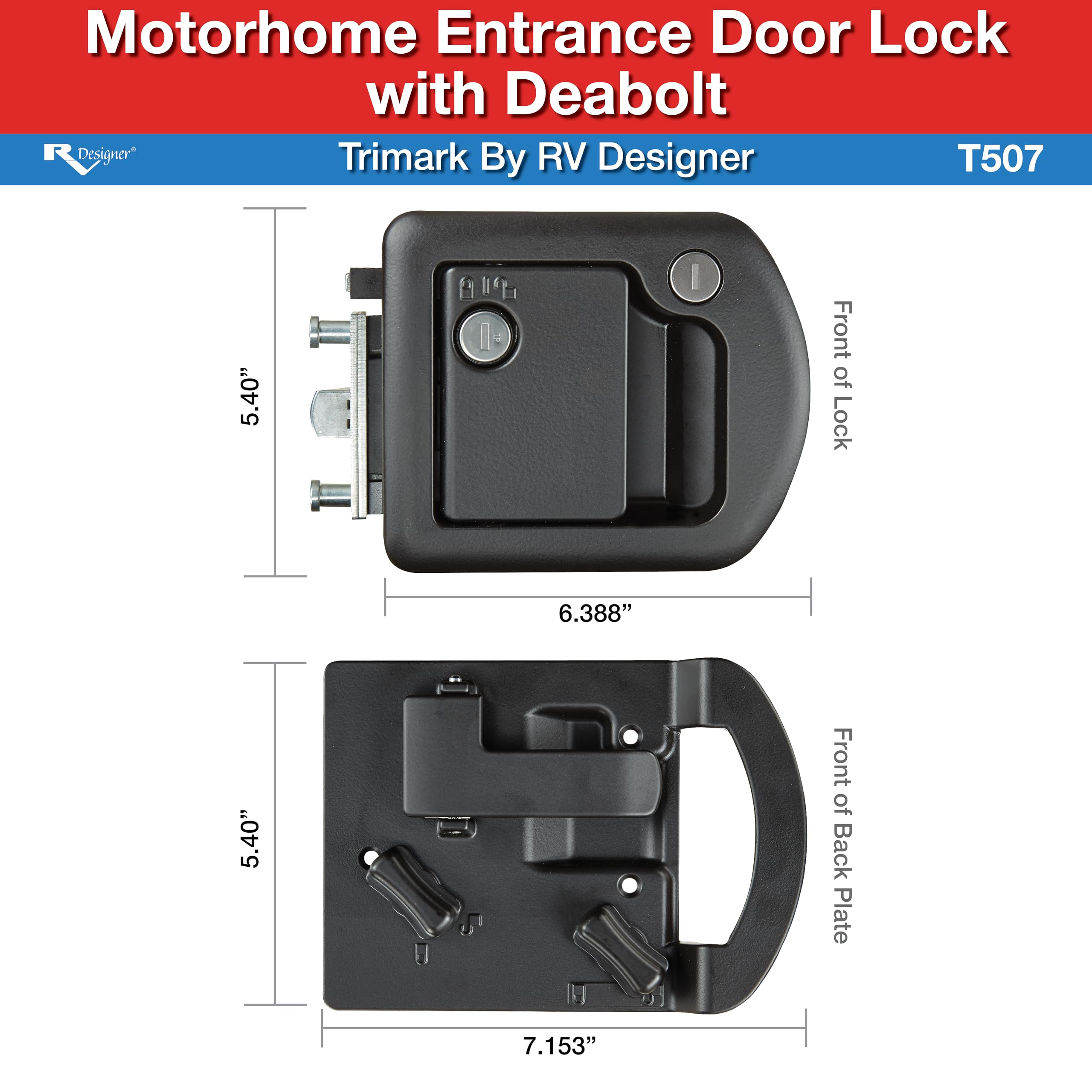 RV Designer RV Designer T507 TriMark Motorhome Entrance Door Lock with Deadbolt - Fit for 1.38-1.58” RV - Outdoor Depot