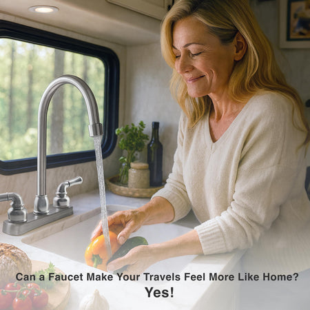 Dura Faucet Dura Faucet DF-PK330HC-SN RV J-Spout Kitchen Sink Faucet (Brushed Satin Nickel) - Outdoor Depot