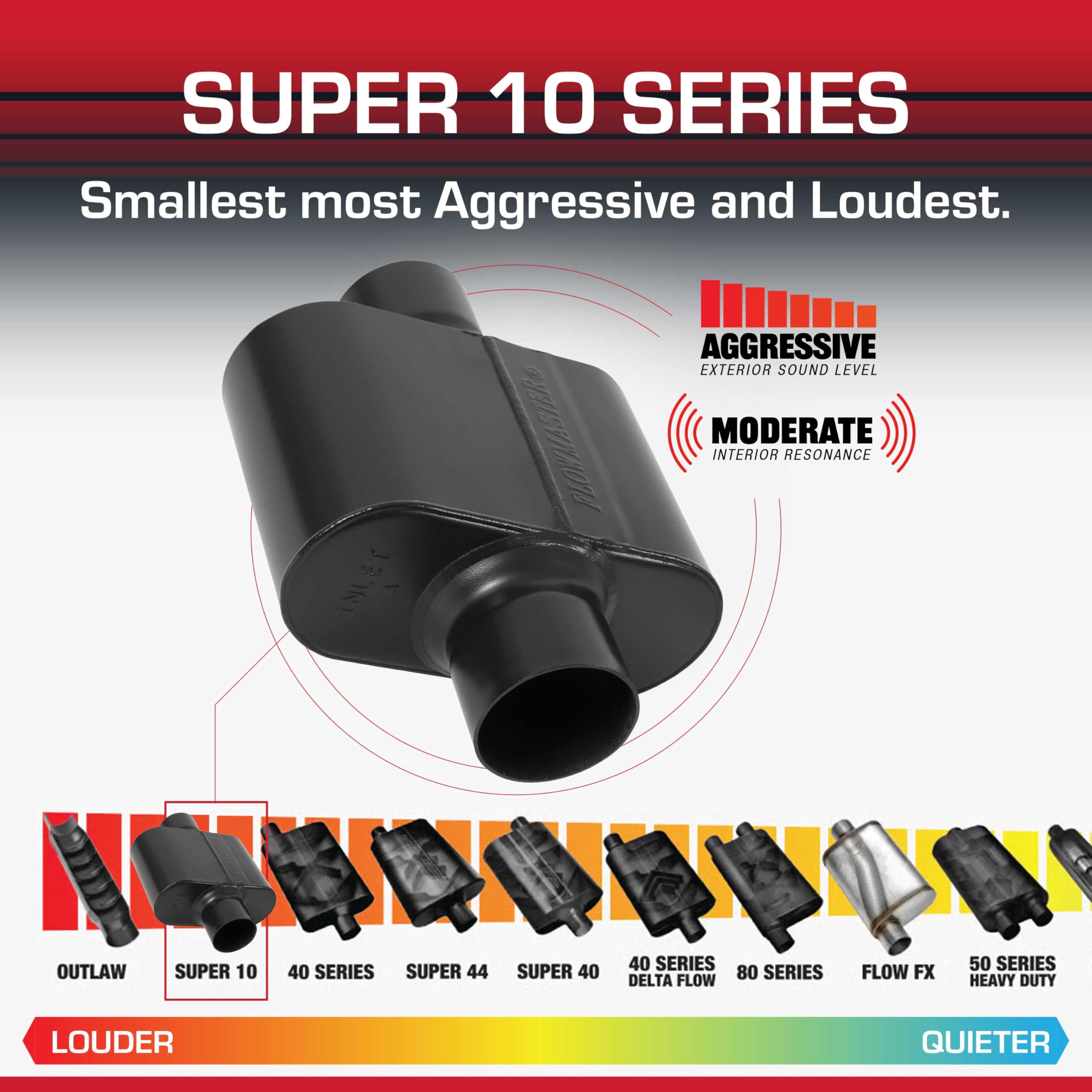 Flowmaster Flowmaster Super 10 Series Chambered Muffler – 3.00” Center In / 3.00” Center Out – Race-Inspired - Outdoor Depot
