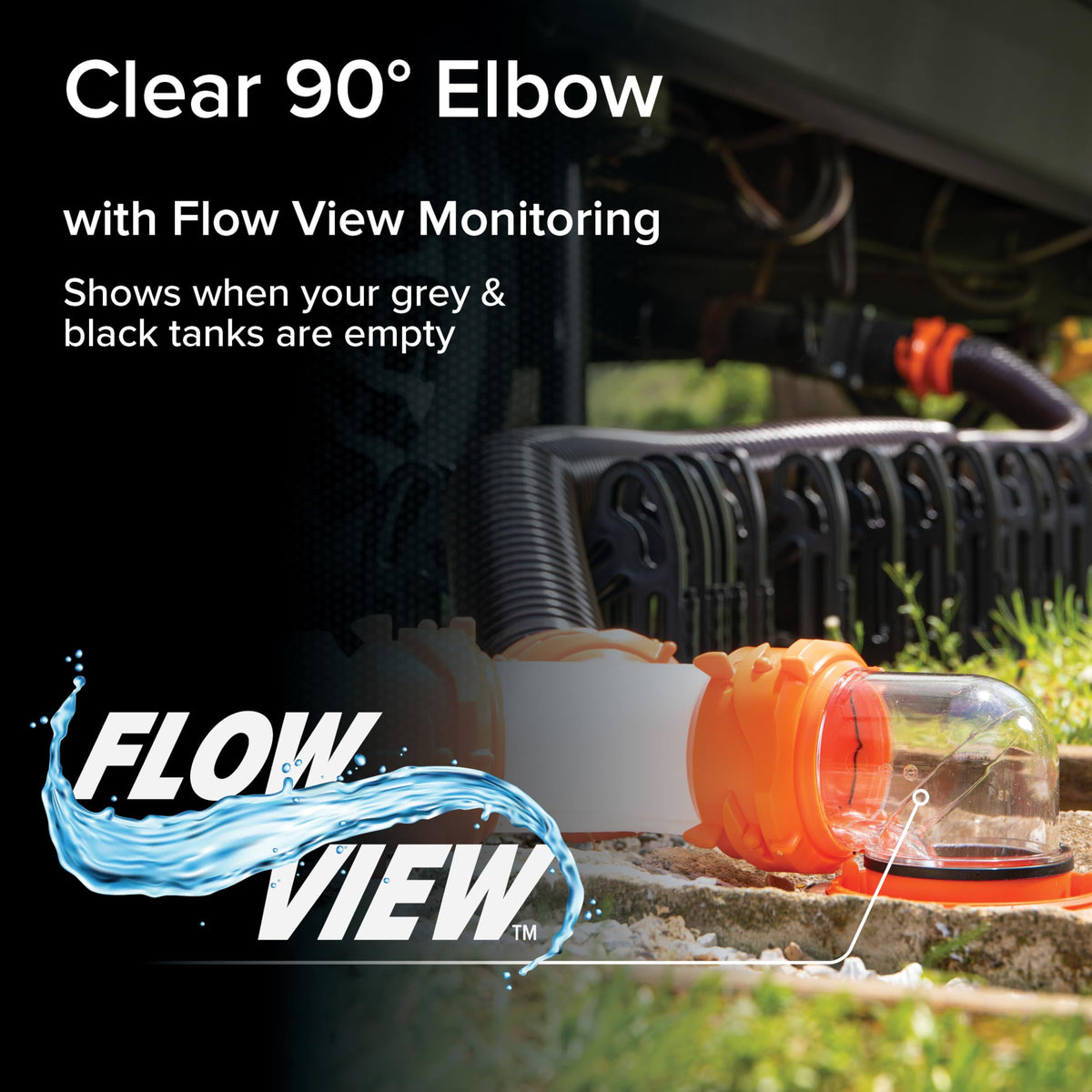 Camco Camco RhinoFlex Clear RV Sewer Hose Elbow with 4-in-1 Adapter - Features a 360-Degree Fitting Rotation - Outdoor Depot