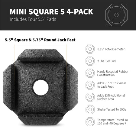 SnapPad SnapPad Mini Square 5 (Pack of 4) | Four-Point RV Leveling System, 5.5" Square to 5.75" Round Jack - Outdoor Depot