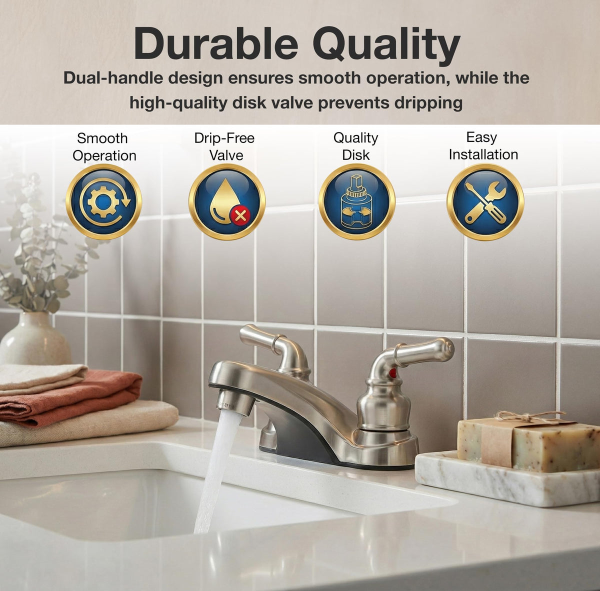 Dura Faucet Dura Faucet DF-PL700C-SN RV 2-Hole Bathroom Faucet with Classic 2-Handles (Brushed Satin Nickel) - Outdoor Depot