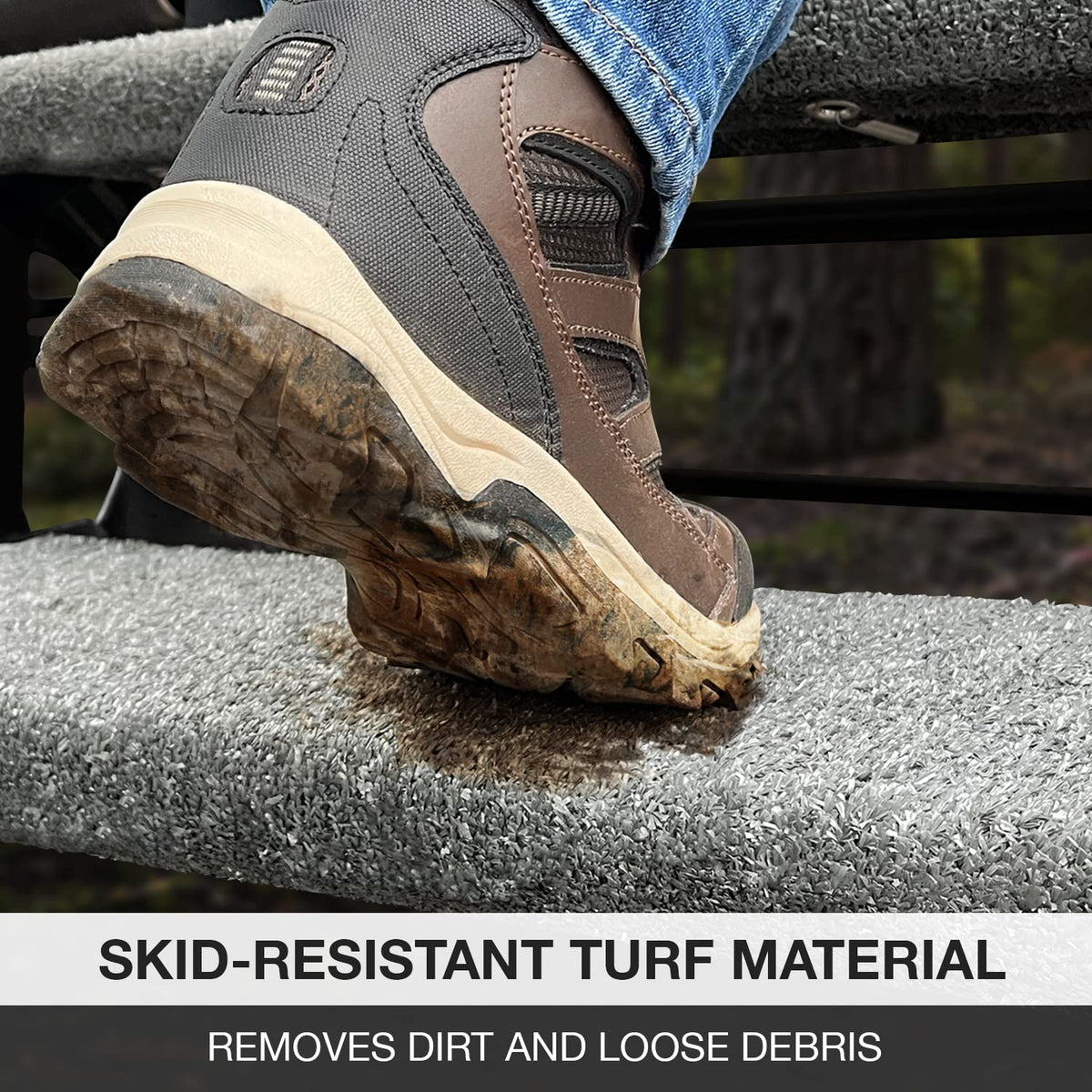 Prest-O-Fit Prest-O-Fit 2-1043 Wraparound RV Step Rug Stone Gray 18 In. Wide - Outdoor Depot