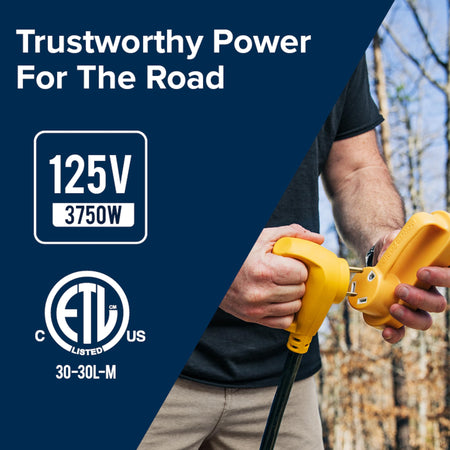 Camco Camco PowerGrip 25-Ft 30 Amp RV Extension Cord w/Locking End - Features NEMA TT-30P Male & - Outdoor Depot