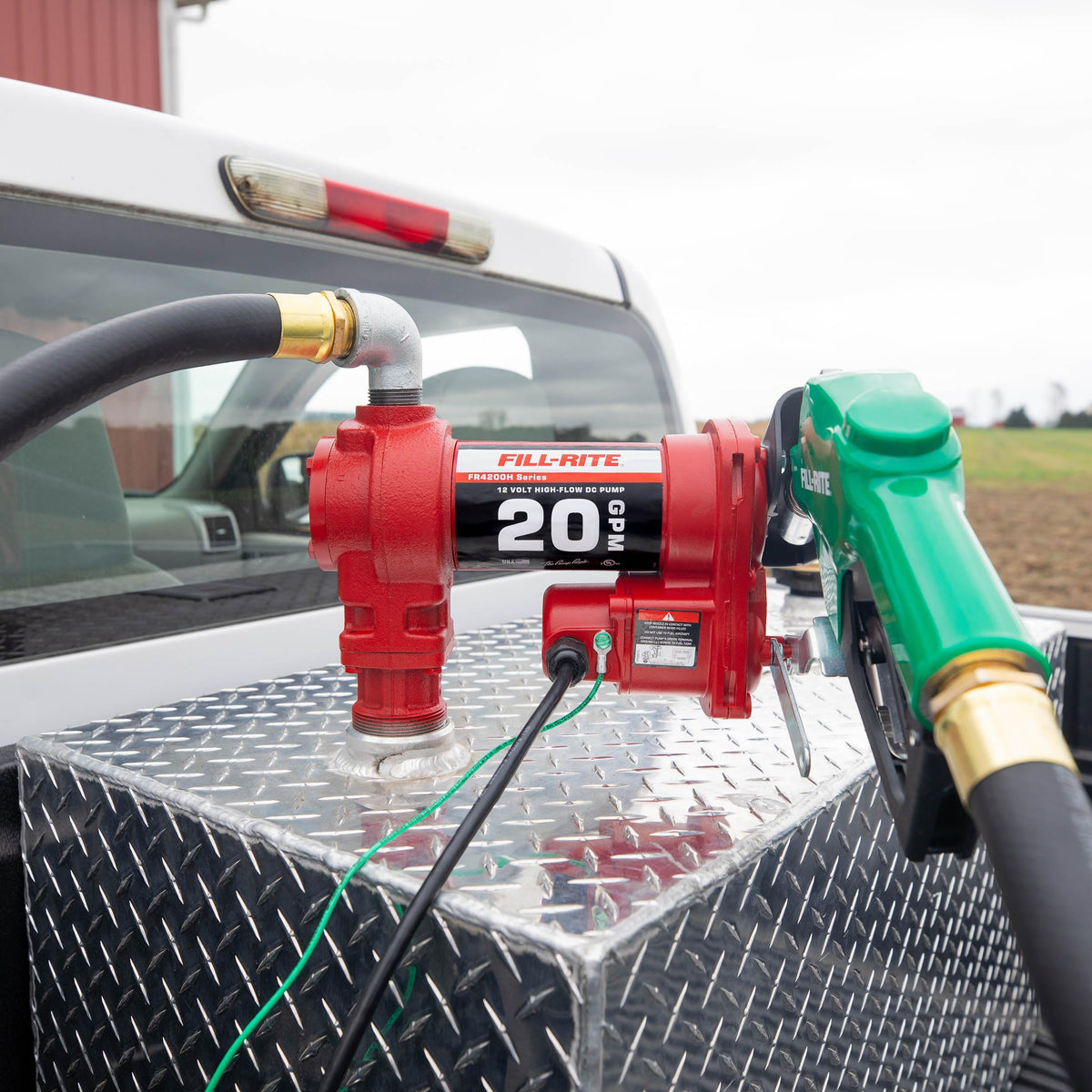 Fill-Rite Fill-Rite FR4210HD 12V 20 GPM Fuel Transfer Pump with Discharge Hose & Automatic Nozzle, Green | - Outdoor Depot