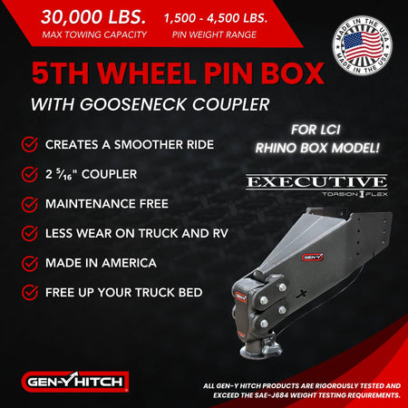 GEN-Y Hitch GEN-Y Hitch Rhino Fifth Wheel Pin Box with Gooseneck SnapLatch Coupler | 1,500-4,500 LBS Pin - Outdoor Depot