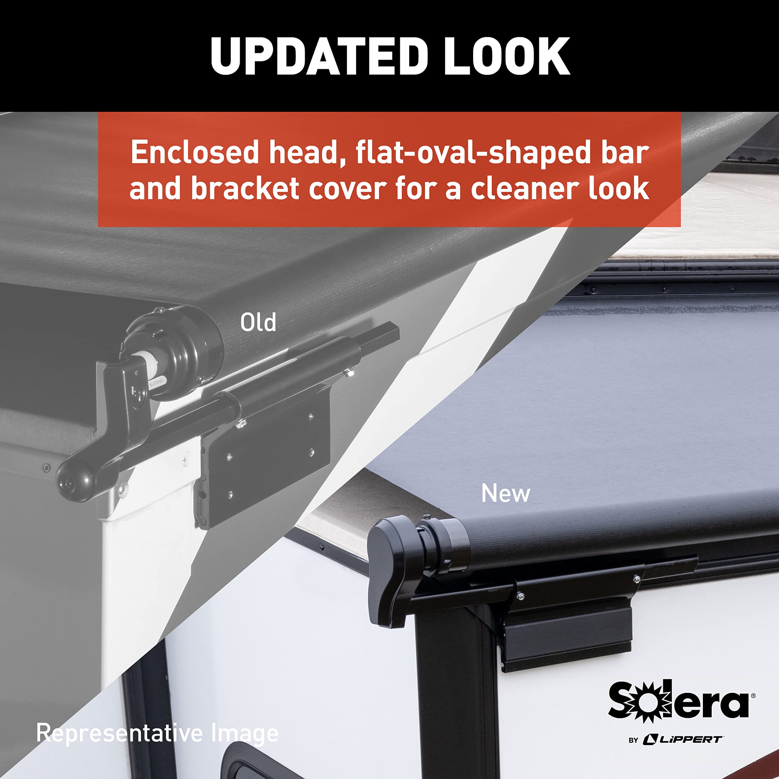 Solera Solera Black Slide Topper Awning - 12'6" (12'1" Fabric) - Outdoor Depot