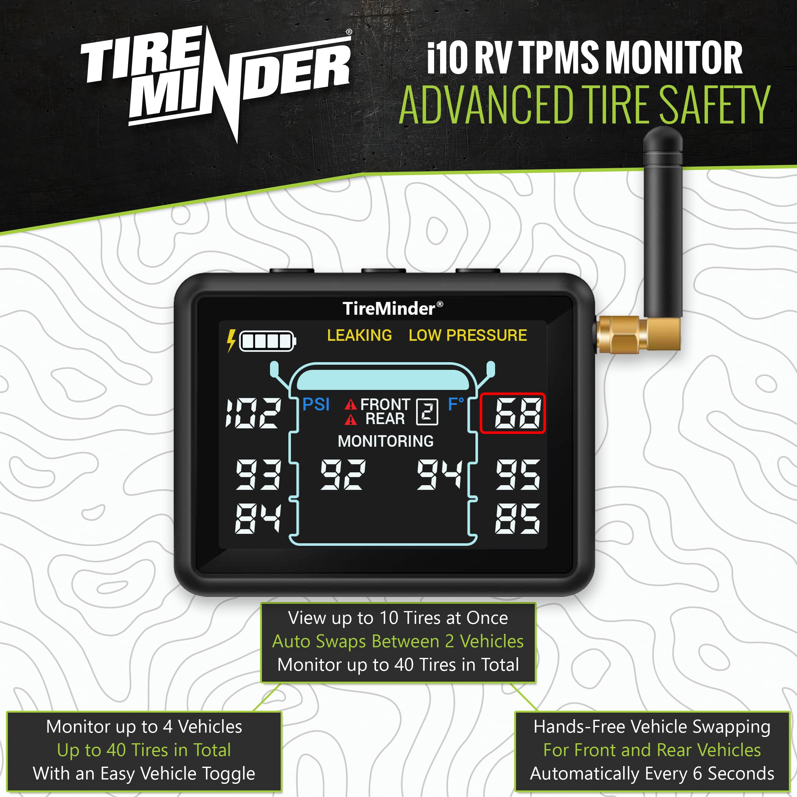 TireMinder TireMinder i10 RV TPMS with 6 Transmitters - Outdoor Depot