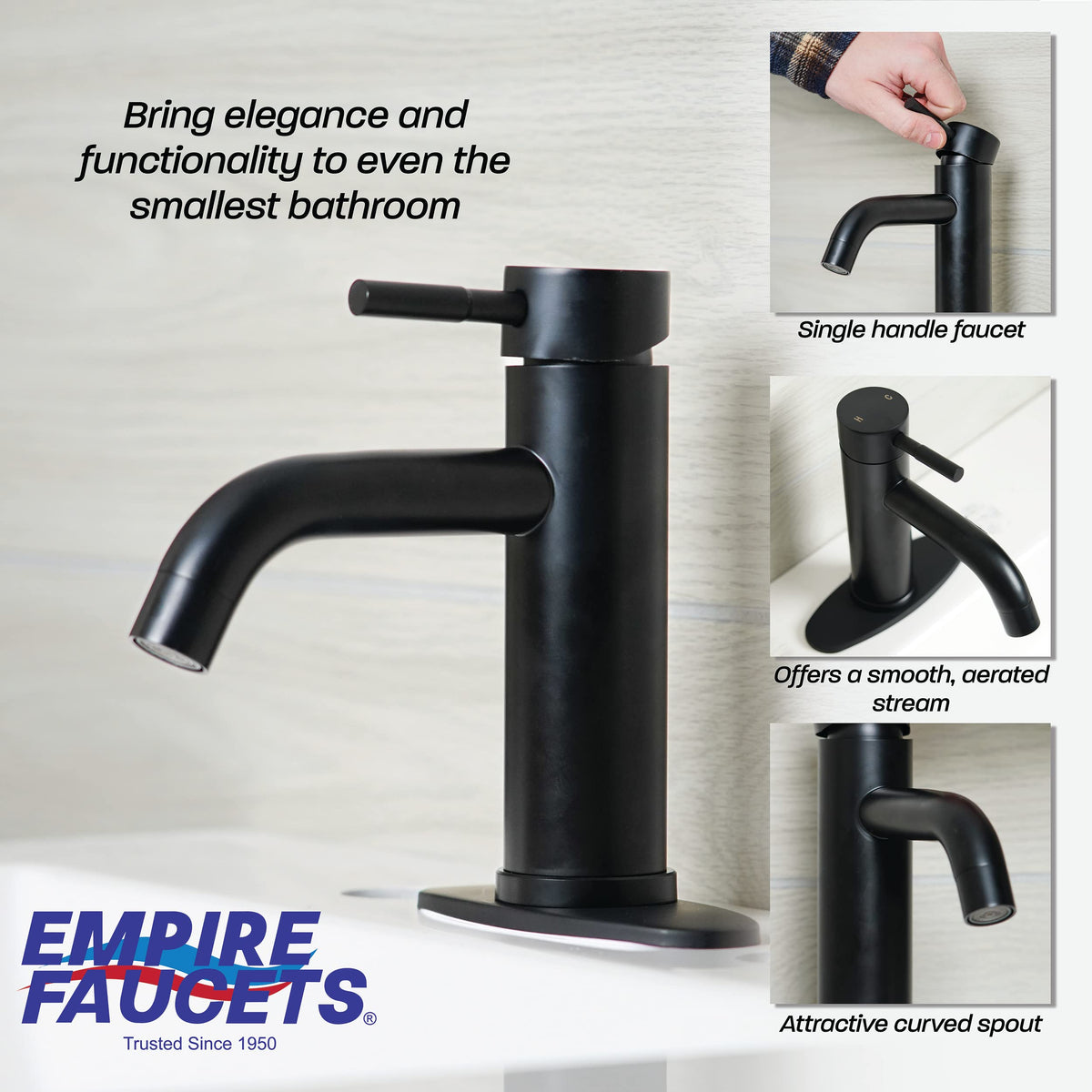 Empire Faucets Quick Products Empire Brass VF77BMT-A Faucet Lav Single Lever Black - Outdoor Depot