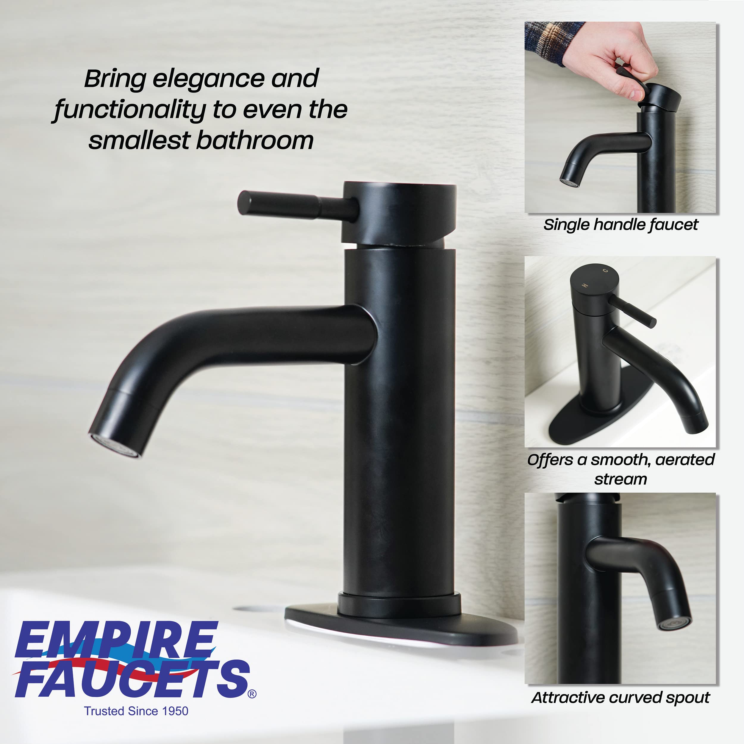 Empire Faucets Quick Products Empire Brass VF77BMT-A Faucet Lav Single Lever Black - Outdoor Depot