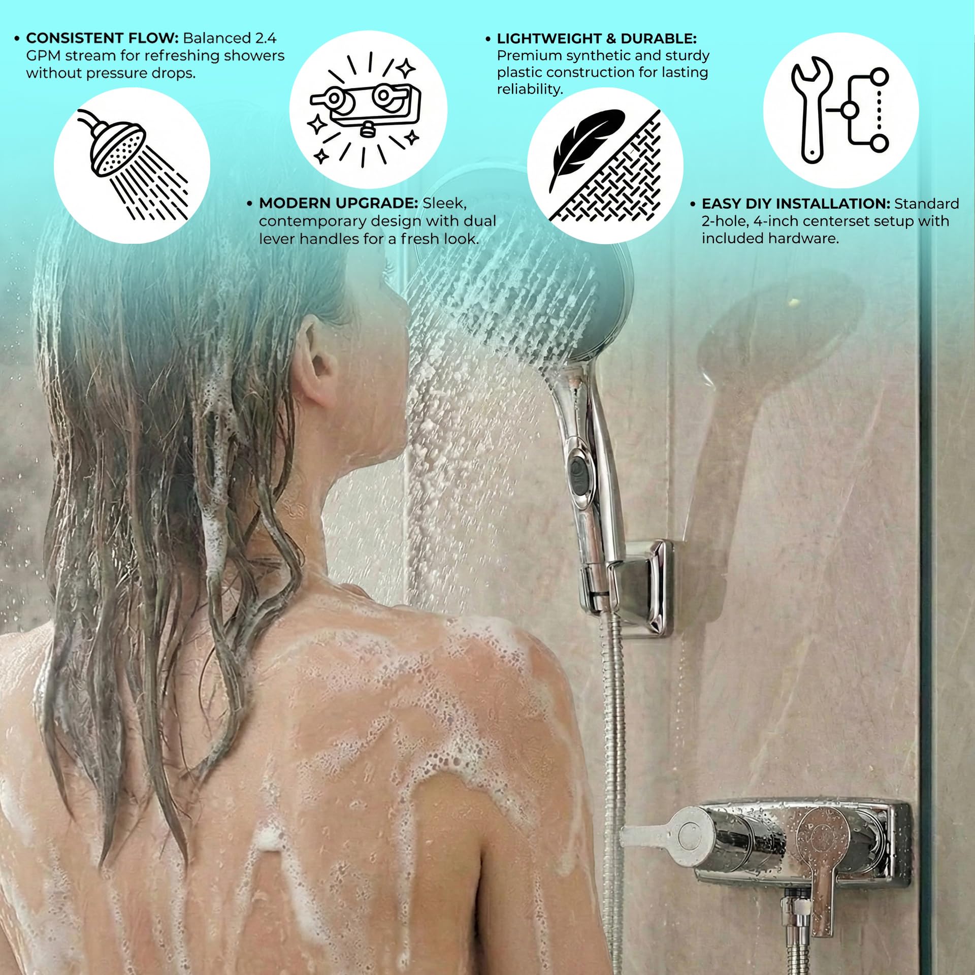 Dura Faucet Dura Faucet (DF-SA100M-CP) Modern RV Shower Faucet Valve Diverter – Chrome, Dual Lever Handles, - Outdoor Depot